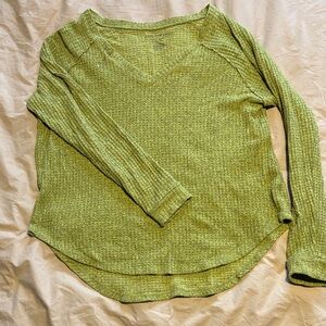 American Eagle Outfitters Green Knit V-Neck Top